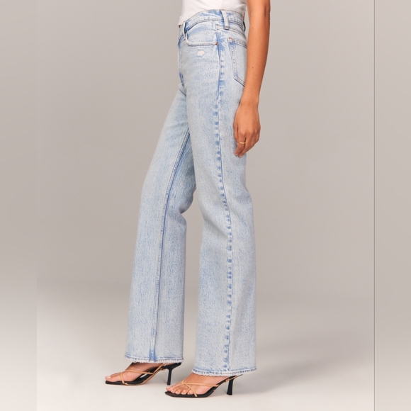 NWT Abercrombie & Fitch 90s Relaxed High Rise Jeans with Criss Cross Waistband - Picture 6 of 11